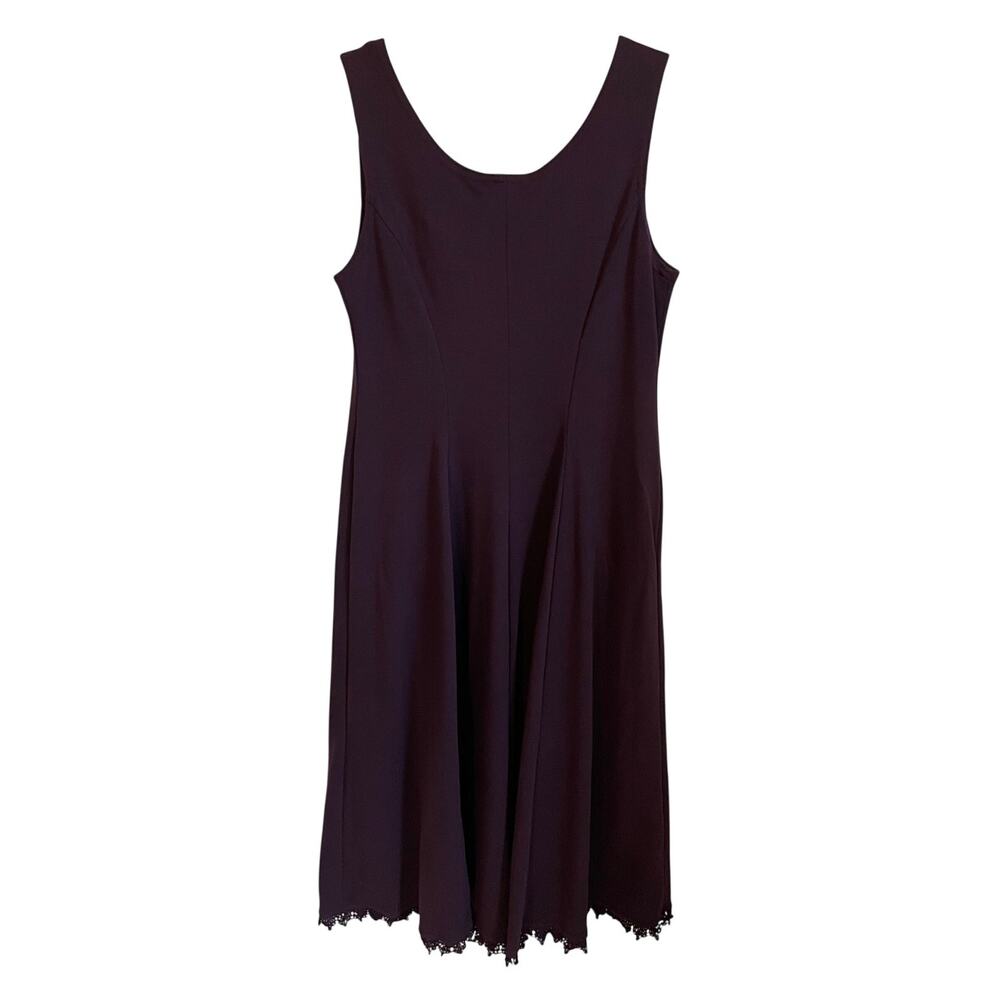 Coldwater Creek Purple Midi Dress Sz PM Sleeveless Crochet Lace Hem A-Line